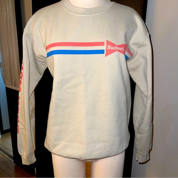 Junk Food Clothing Tops - Junk Food Clothing Budweiser Logo Tan Crewneck Sweatshirt XSmall